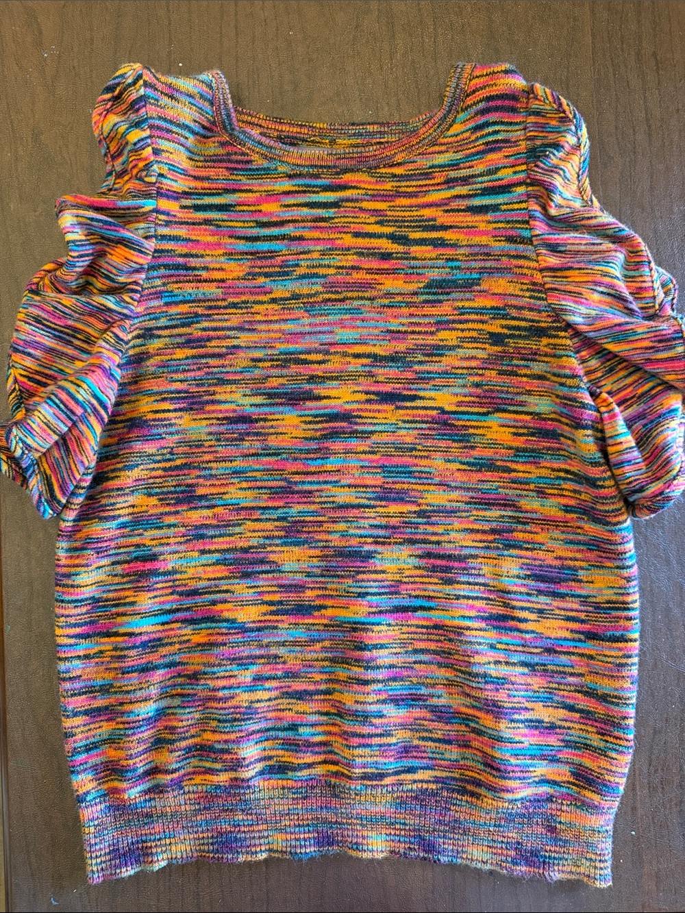 Anthropologie Striped Multicolor Sleeveless Sweater in Orange, Teal & Magenta